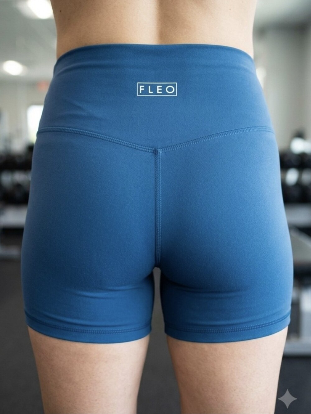 Fleo Women's High-Rise Bike Shorts - Deep Blue Size M.